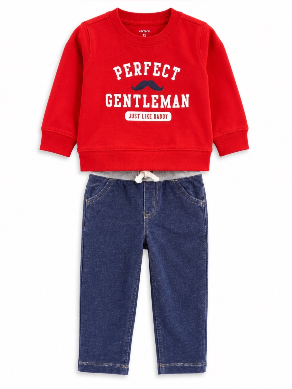 Carter's Baby Boy Perfect Gentleman Sweatshirt Pants Outfit Set 12M